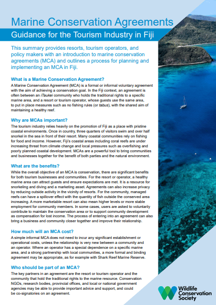 Marine Conservation Agreements Guidance for the Tourism Industry in Fiji