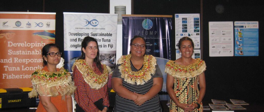 From left to right: 
1. Ms. Radhika Kumar - President, Fiji Fishing Industry Association
2. Ms. Noa Sainz - European Union in the Pacific’s PEUMP Project Manager
3. Ms. Emma Christopher  - Development Programme Coordinator, New Zealand High Commission 
4. Ms. Kelera Macedru - Fiji Bycatch & Integrated Ecosystem Management Country Coordinator, SPREP
