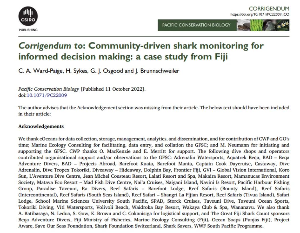 Community-driven shark monitoring for informed decision making: a case study from Fiji