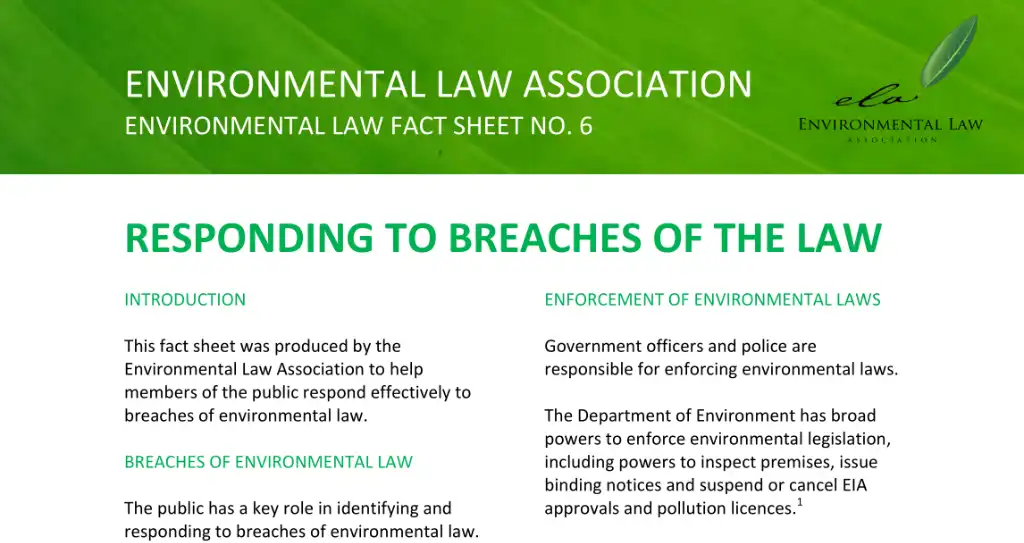 ENVIRONMENTAL LAW FACT SHEET NO. 6