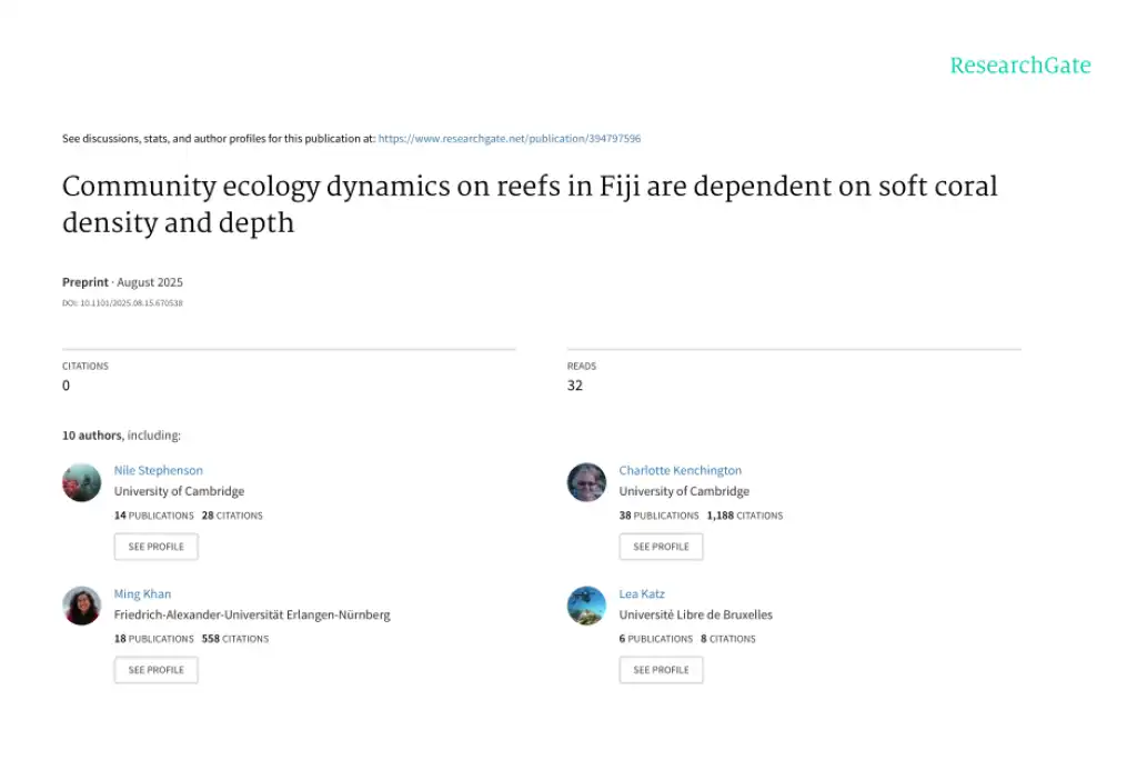 Community ecology dynamics on reefs in Fiji are dependent on soft coral density and depth